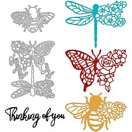 GLOBLELAND Flowers Butterfly Metal Die Cuts Bee Dragonfly Cut Dies Metal Stencils Metal Cutting Dies for Card Making Embossing Tool Stencil Scrapbooking DIY Craft Album Paper Card Decor