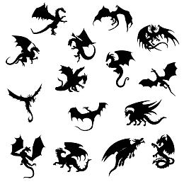 SUPERDANT PVC Wall Stickers, for Home Living Room Bedroom Decoration, Black, Dinosaur Pattern, 600x350mm