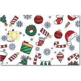 CREATCABIN Christmas Wreath Credit Card Stickers Debit Card Skin Waterproof Red Vinyl Bank Card Cover Skin Decals Protecting Sticker Removable No Bubble for Gift Merry Christmas Xmas 7.3x5.4Inch