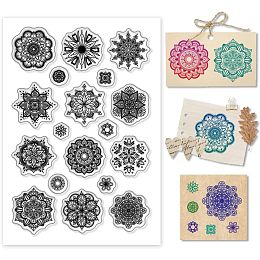 PandaHall Elite Mandala Clear Stamps for DIY Scrapbooking, Flowers Transparent Silicone Stamp Seal Circle Flower Decorative Paper Craft Stamps for DIY Card Making Photo Card Album Decoration Crafting