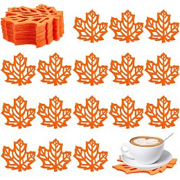 SUPERFINDINGS Maple Leaf Cup Bottom Mats Orange Red Fall Theme 103x107mm Hollow Heat Resistant Bottom Coasters Reusable Cute Non Slip Cup Coasters for Home Office Mugs Water Bottles