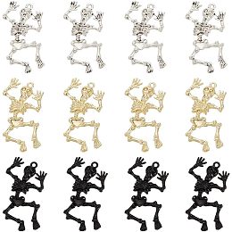 OLYCRAFT 12pcs Skeleton Skull Charm Halloween Skeleton Body Skull Charms Punk Skeleton Human Skull Pendants for Halloween Cosplay Party Decor Jewelry Necklace Making - 3 Colors