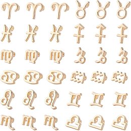 PandaHall Elite 48pcs Zodiac Signs Charm Link Constellation Pendant 9.5~14mm/0.3~0.5" Alloy Golden Dainty Charm Astrology Horoscope Charms for Necklace Bracelet Valentine Jewelry Gift, 1.6~1.8mm Hole.