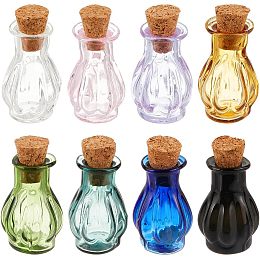 PandaHall Elite 8PCS Colored Tiny Spell Jars, 8 Colors Mini Glass Bottles Cute Wishing Bottles with Cork Stoppers Miniature Drifting Bottle for Party Wedding DIY Decoration, Jewelry Making