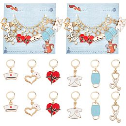 NBEADS 24 Pcs Nurses' Day Stitch Markers, Alloy Enamel Crochet Stitch Marker Charms Locking Stitch Marker with 304 Stainless Steel Clasp for Crochet Weaving Sewing Accessories Jewelry Making