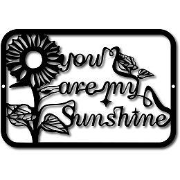 CREATCABIN Metal Wall Art Sunflower You are My Sunshine Black Hanging Decor Garden Ornaments Sculpture Steel for Christmas Halloween Home Decoration Indoor Outdoor Aesthetic Bedroom 11 x 7.5inch