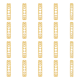 DICOSMETIC 30Pcs Moon Phase Charms Brass Crescent Bar Charm Pendants Golden Hollow Rectangle Charms for DIY Crafting Necklace Bracelet Jewelry Making Accessories, Hole: 1.4mm