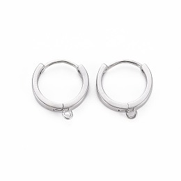 Honeyhandy Brass Huggie Hoop Earring Findings, for Jewelry Making, Nickel Free, Real Platinum Plated, 17x15x3mm, Hole: 1.2mm, Pin: 1mm