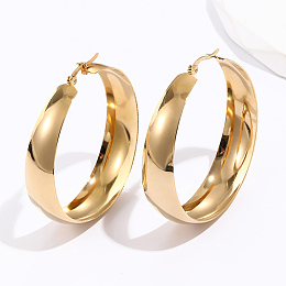 Honeyhandy Stainless Steel Hoop Earring for Women, Ring, Golden, No Size