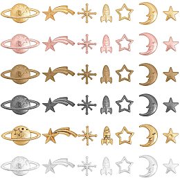 OLYCRAFT 168pcs Cosmos Themed Resin Fillers 6-Color Alloy Epoxy Resin Supplies Star Moon Spaceship Filling Accessories for Resin Jewelry Making