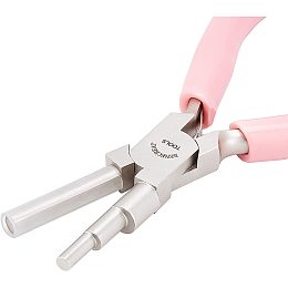 BENECREAT 5 Inch 3-Step Wire Looping Pliers Jewelry Looping Forming Pliers with Non-Slip Comfort Grip Handle for Jewelry Making Supplies, Pink