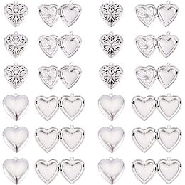 DICOSMETIC 20Pcs 2 Style Heart Photo Frame Charms Openable Locket Pendants Love Photo Charms Stainless Steel Memorial Necklace Supplies for DIY Jewelry Making Craft Wedding Party Gifts