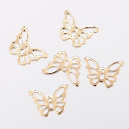 Honeyhandy 304 Stainless Steel Charms, Butterfly, Golden, 10.5x15x0.6mm, Hole: 1~4mm