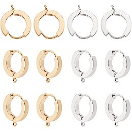 UNICRAFTALE 12pcs 2 Colors Huggie Hoop Earrings Stainless Steel Small Hoop Earrings Hypoallergenic Cartilage Earrings with Loop for Jewelry Dangle Earring Sleeper Tiny Hoop Earrings 15.5mm