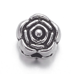 Honeyhandy Tibetan Silver Spacer Beads, Lead Free & Cadmium Free, Flower, Great for Mother's Day Gifts making, Antique Silver, about 6.5mm in diameter, hole: 1mm