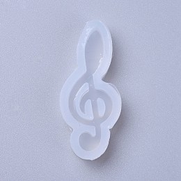 Honeyhandy Silicone Molds, Resin Casting Molds, For UV Resin, Epoxy Resin Jewelry Making, Musical Note, White, 42.5x18.5x8mm, Inner Diameter: 13.5x39mm