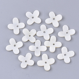 Honeyhandy Freshwater Shell Beads, Flower, Seashell Color, 15x16x3mm, Hole: 1.6mm