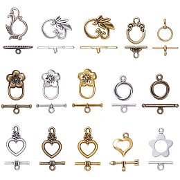 Arricraft 120 Sets 15 Styles Toggle Clasp, T-bar Closure Clasps IQ Toggle Clasps Flower Heart Clasps Findings for Necklace Bracelet Jewelry Making