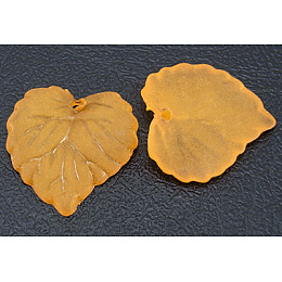 Honeyhandy Autumn Theme Transparent Acrylic Pendants, Frosted, Leaf, Orange, Dyed, about 16mm long, 15mm wide, 2mm thick, hole: 1.2mm