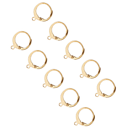 Unicraftale 304 Stainless Steel Leverback Earring Findings, with Loop, Golden, 14.5x12mm, Hole: 1mm; Pin: 0.8x1mm; 50pcs/box