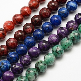 ARRICRAFT Natural Labradorite Beads Strands, Dyed & Heated, Round, Mixed Color, 6mm, Hole: 1mm, about 62pcs/strand, 15.3 inches(39cm)