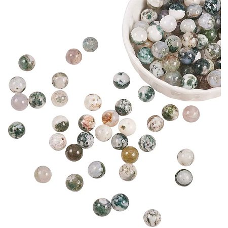 Natural Tree Agate Beads Strands, Round, 8mm, Hole: 0.8mm; about 120pcs/box