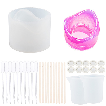 SUNNYCLUE DIY Epoxy Resin Craft Kits, including  Silicone Candle Holder Molds, Aromatherapy Candlestick & Lotus, Birch Wooden Craft Mixing Sticks, Disposable Latex Finger Cots and Measuring Cup