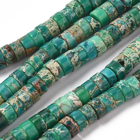 Arricraft Natural Imperial Jasper Beads Strands, Dyed, Column, Sea Green, 6~6.5x3~3.5mm, Hole: 1.2mm, about 115pcs/strand, 15.35 inches~15.74 inches(39~40cm)