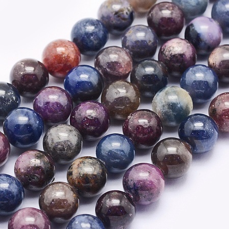 ARRICRAFT Natural Red Corundum/Ruby and Sapphire Beads Strands, Round, 6mm, Hole: 0.8mm, about 67pcs/strand, 15.9 inches(40.5cm)