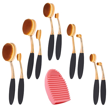 Cosmetic Tool Set, with Silicone Makeup Brush Cleaning Mat and Makeup Brushes Set, Mixed Color, 72x54x26mm