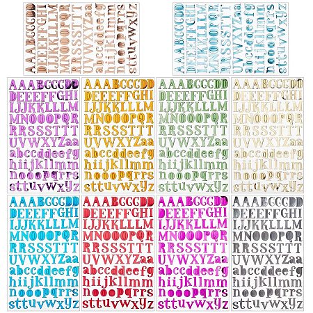 NBEADS 20 Sheets 10 Colors Letter Stickers, Colorful A to Z Alphabet Plastic Self Adhesive Stickers for DIY Scrapbooking Crafts Decoration