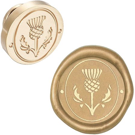 CRASPIRE Wax Seal Stamp Heads Only No Handle Sealing Wax Stamp Head Replacement Thistle Vintage Removable Brass Seal Head 25mm for Wedding Invitations Envelopes Christmas Party Gift Wrap