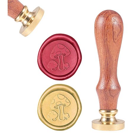 CRASPIRE Wax Seal Stamp, Wax Sealing Stamps Mushroom Vintage Wax Seal Stamp Retro Wood Stamp Removable Brass Seal Wood Handle for Wedding Invitations Embellishment Bottle Decoration Gift Packing
