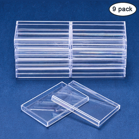 BENECREAT 9 Pack Rectangle High Transparency Plastic Bead Storage Containers Box Drawer Organizers for Beauty Supplies, Tiny  Findings, and Other Small Items - 3.5x2.36x0.7 Inches