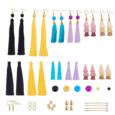 SUNNYCLUE Tassel Earrings Making Kit - Can Make 6 Pairs Tiered Layered Statement Long Thread Tassel Bohemian Dangle Drop Earrings