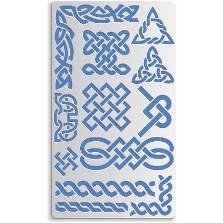 BENECREAT 4x7 Inch Metal Journal Stencil, Triangle Celtic Knot Stencil Template for Wood carving, Drawings and Woodburning, Engraving and Scrapbooking Project
