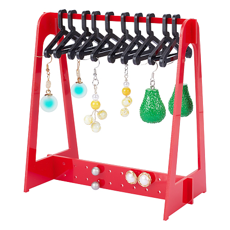 PandaHall Elite Earring Holder, Earring Hanger Rack with Mini Hangers Red Earring Display Stand for Selling Jewelry Earring Organizer Stand Ear Stud Holder for Women Retail Personal