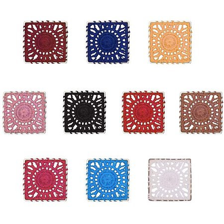 Arricraft 10 Color Woven Square Charms Pendants, 20pcs Charms for Earrings Making Charms Bag Keychain Cellphone Decorations