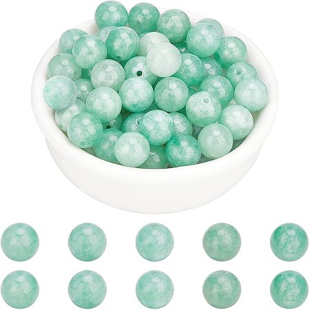 Arricraft About 48 Pcs Natural Stone Beads 8mm, Natural Myanmar Jade Round Beads, Gemstone Loose Beads for Bracelet Necklace Jewelry Making ( Hole: 1mm )