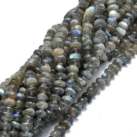 Natural Labradorite Beads Strands, Chip, 7~12x7~9x2~6mm, Hole: 0.8mm, about 68pcs/strand, 15.35''(39cm)