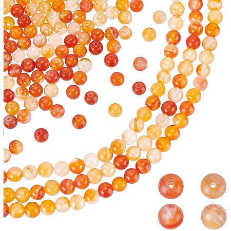 PandaHall Elite 5 Strands Natural Carnelian Bead Strands 6mm Round Loose Beads for Jewellery Making DIY Bracelet Necklace Crafts Hole: 1mm About 14.5 inchs Long