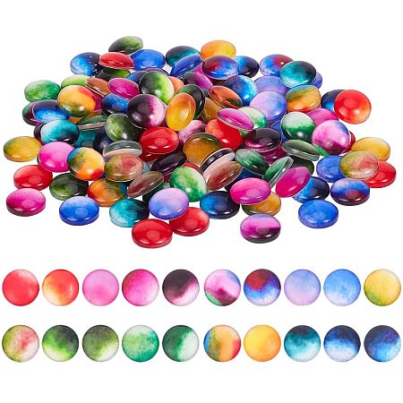 PandaHall Elite 140pcs 20 Colors Gradient Color Glass Cabochons Half Round Tiles Printed Dome Cabochons for Photo Cameo Pendant Jewelry Making Handcrafts Scrapbooking