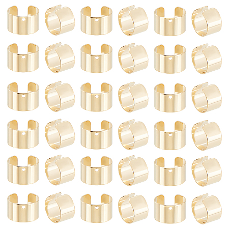 DICOSMETIC 60Pcs Golden Cartilage Cuff Earring Wrap Earring Non-Pierced Earring Findings Adjustable Clip-on Earring Stainless Steel Earring Cuffs for Pierced with Holes for Jewelry Making, Hole: 1mm