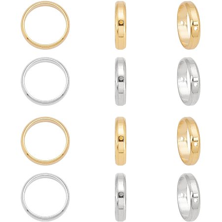 UNICRAFTALE 12pcs 2 Colors Stainless Steel Bead Frames 12mm Ring Metal Beads Metal Spacers for Jewelry Making Findings DIY 14mm Golden & Stainless Steel Color