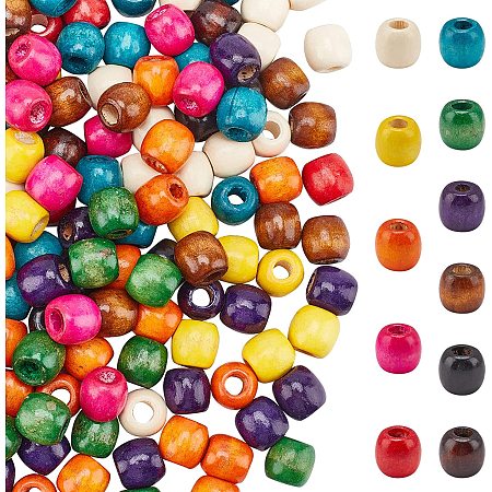 PandaHall Elite Colorful Wooden Beads, 220pcs 11 Colors Painted Wood Beads 17mm Round Ball Loose Beads Macrame Beads for DIY Craft Jewelry Making Purse Christmas Garland Holiday Decor, 7mm Large Hole