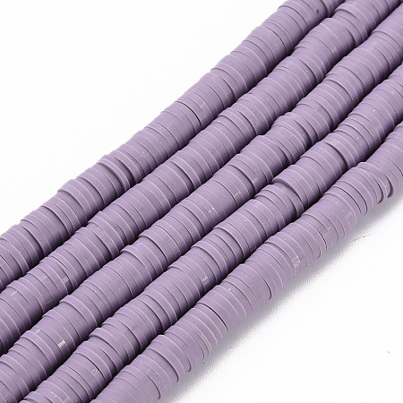 Honeyhandy Handmade Polymer Clay Bead Strands, Heishi Beads, Disc/Flat Round, Plum, 6x0.5~1mm, Hole: 2mm, about 320~447pcs/strand, 15.74 inch~16.92 inch