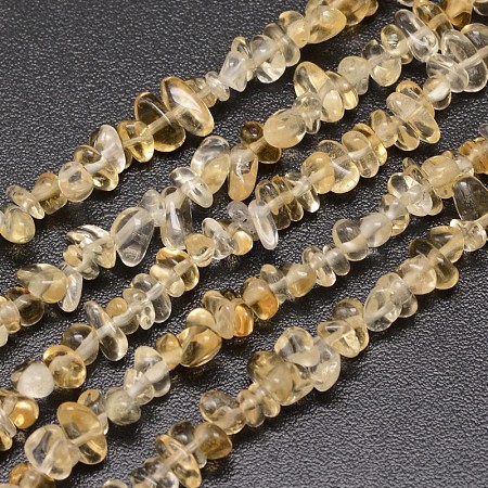 Honeyhandy Chips Natural Citrine Beads Strands, 3~8x3~12x3~5mm, Hole: 1mm, about 32 inch