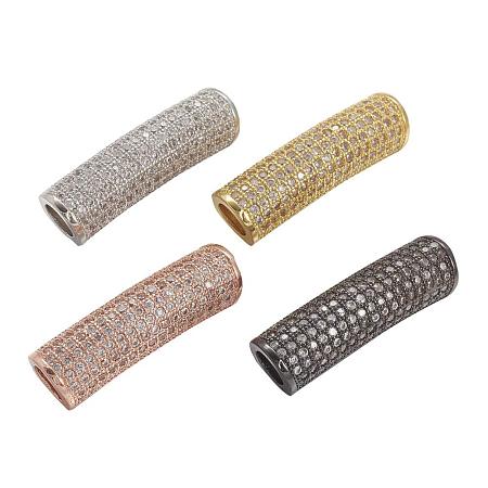 ARRICRAFT 5 pcs Tube Shape Brass Cubic Zirconia Spacer Beads with 4.2 Hole for Jewelry Making, Mixed Colors