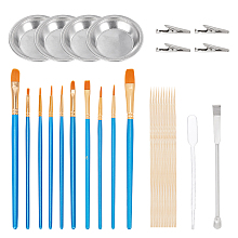 DIY Jewelry Kits, with Bamboo Color Holder Alligator Clips, Stainless Steel Palette & Double-End Spoon Spatula, 2ml Disposable Plastic Dropper and Art Brushes, Mixed Color, 51pcs/set