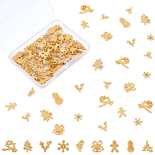 Olycraft Alloy Cabochons, for Christmas Day, Golden, 108pcs/box